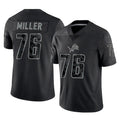 D.Lions #76 Blake Miller Player Black Reflective Limited Home Game Odoa Stitched Jerseys