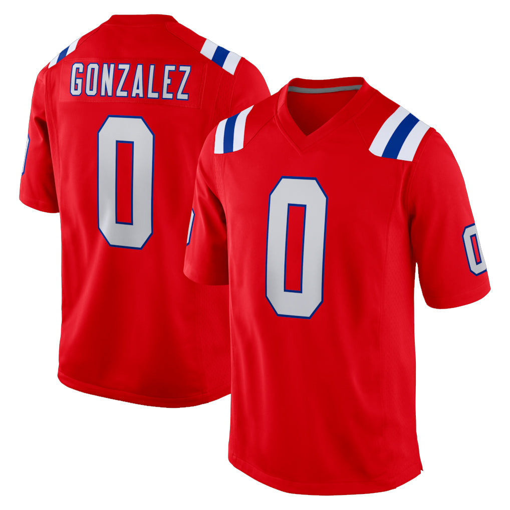 NE.Patriots #0 Christian Gonzalez Player Red Home Game Odoa Stitched Jerseys