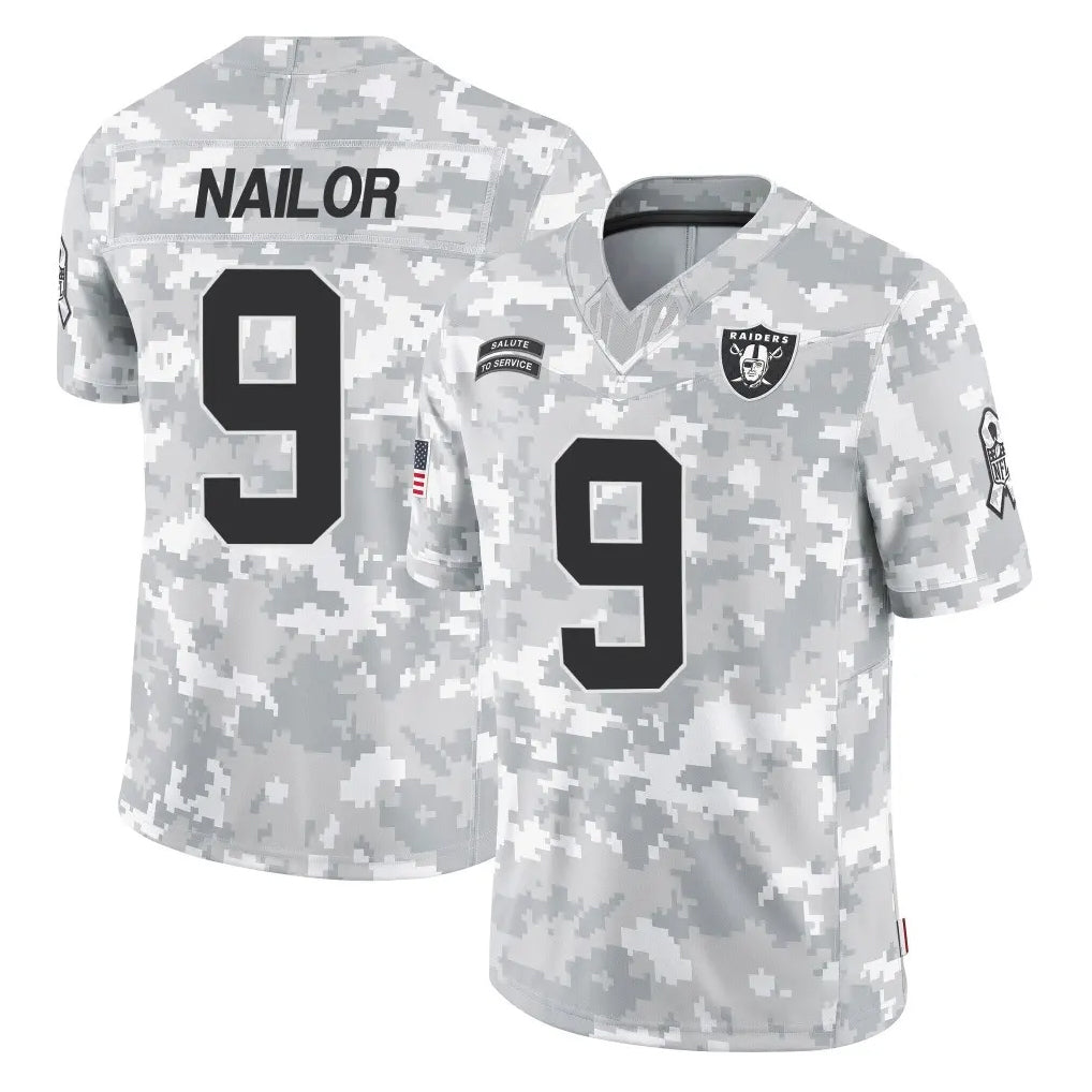 LV.Raiders #9 Jalen Nailor Player Arctic Camo Salute To Service Limited Game Odoa Stitched Jerseys