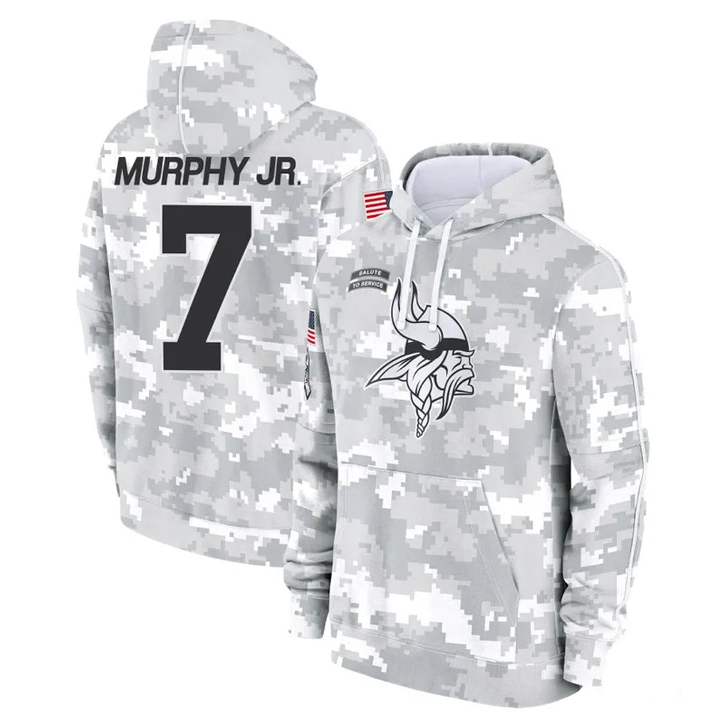 M.Vikings #7 Byron Murphy Jr. Player Arctic Camo Salute to Service Pullover Hoodies Limited Game Odoa Stitched Jerseys