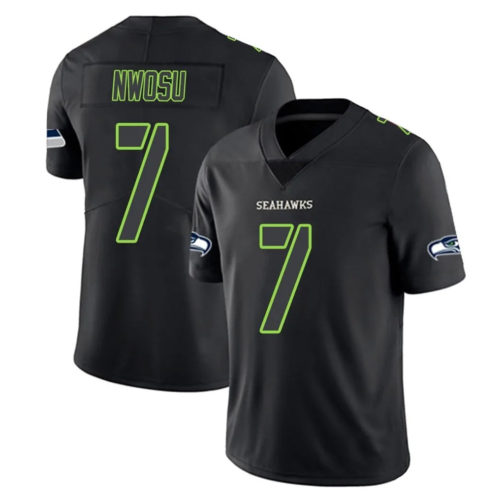 S.Seahawks #7 Uchenna Nwosu Player Black Impact Limited Home Game Odoa Stitched Jerseys