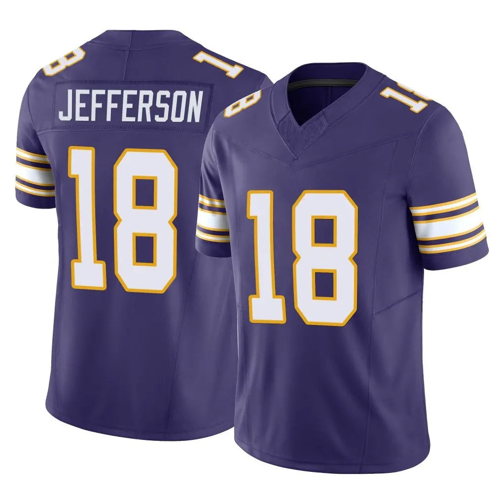 M.Vikings #18 Justin Jefferson Player Purple Limited Classic Vapor F.U.S.E. Home Game Odoa Stitched Jerseys