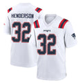 NE.Patriots #32 TreVeyon Henderson Player White Home Game Odoa Stitched Jerseys