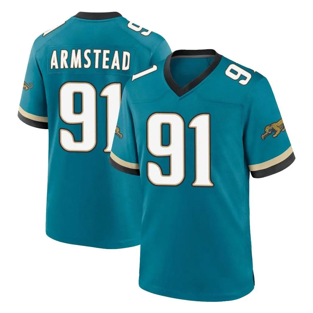 J.Jaguars #91 Arik Armstead Player Teal Prowler Throwback Limited Home Game Odoa Stitched Jerseys