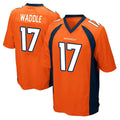 D.Broncos #17 Jaylen Waddle Player Orange Color Home Game Odoa Stitched Jerseys