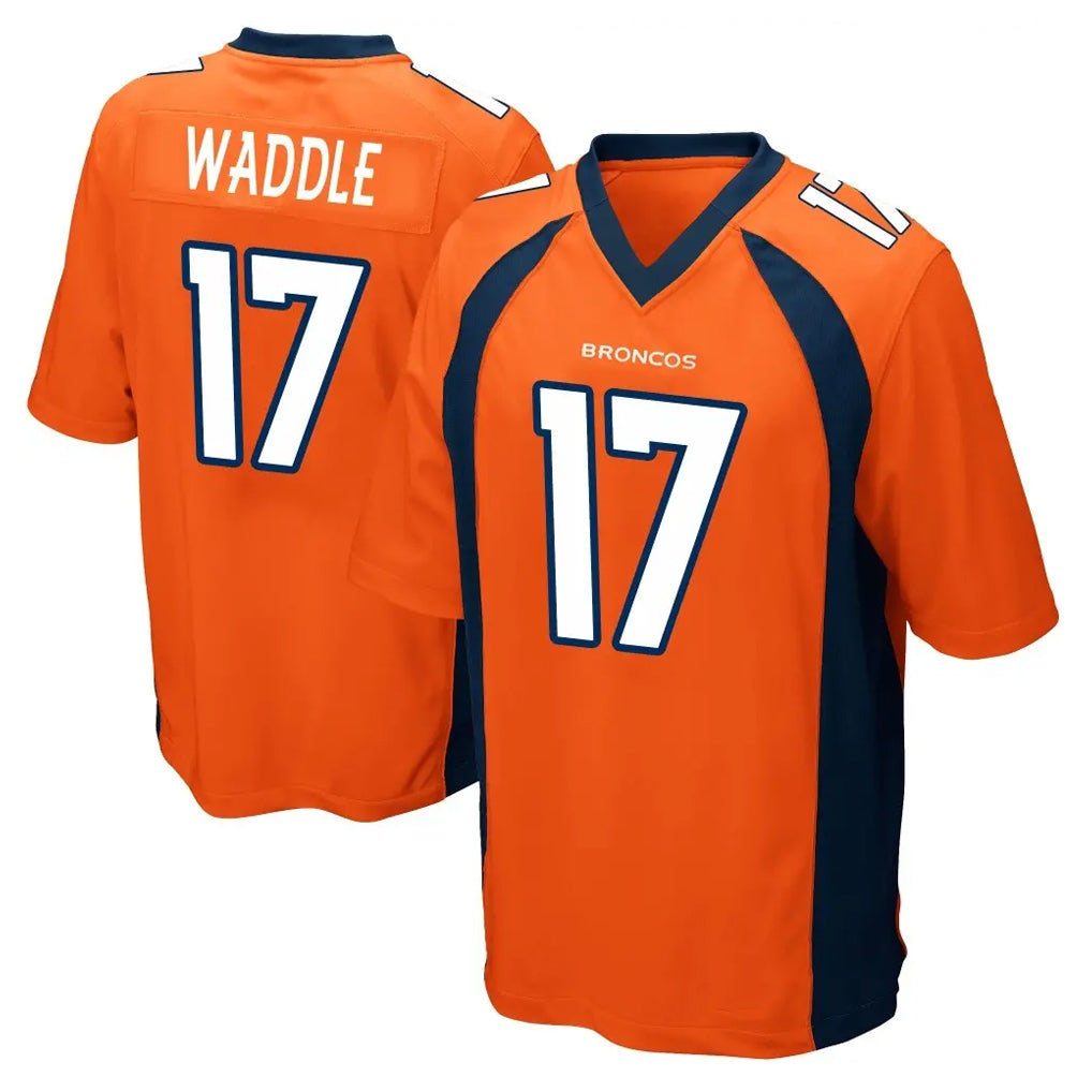 D.Broncos #17 Jaylen Waddle Player Orange Color Home Game Odoa Stitched Jerseys