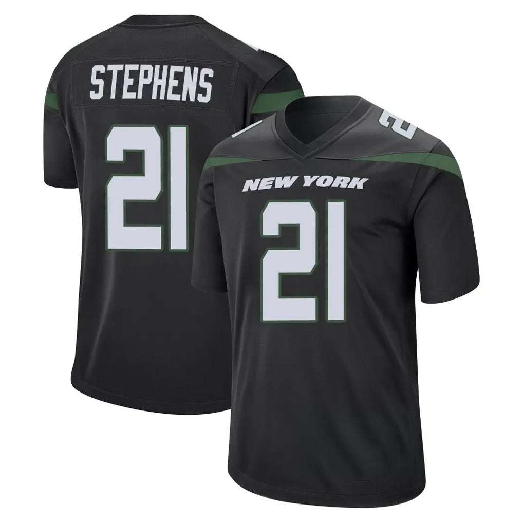 NY.Jets #21 Brandon Stephens Player Stealth Black Home Game Odoa Stitched Jerseys