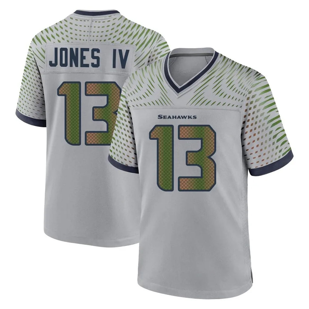 S.Seahawks #13 Ernest Jones IV Player Grey 2025 Rivalries Collection Home Game Odoa Stitched Jerseys