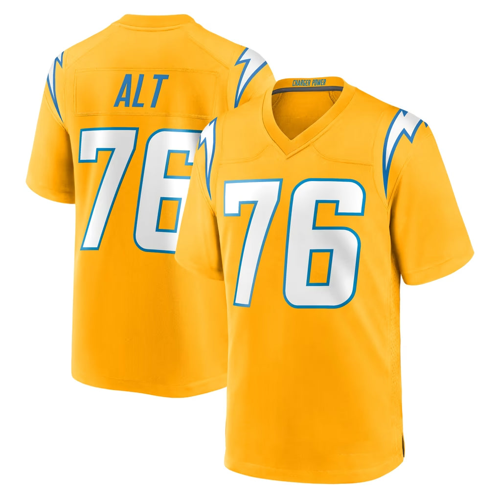 LA.Chargers #76 Joe Alt Player Gold Home Game Odoa Stitched Jerseys