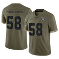LV.Raiders #58 Jackson Powers-Johnson Player Olive Salute To Service Limited Odoa Stitched Jerseys