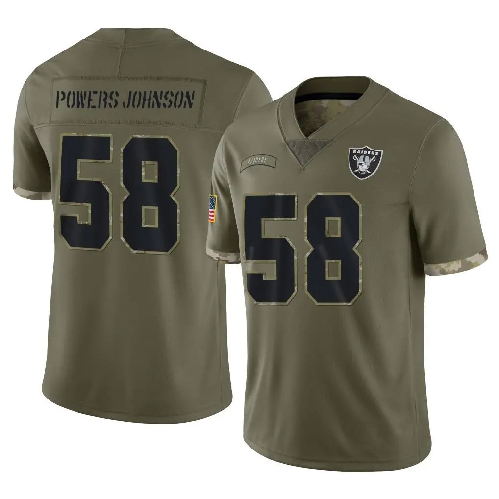 LV.Raiders #58 Jackson Powers-Johnson Player Olive Salute To Service Limited Odoa Stitched Jerseys