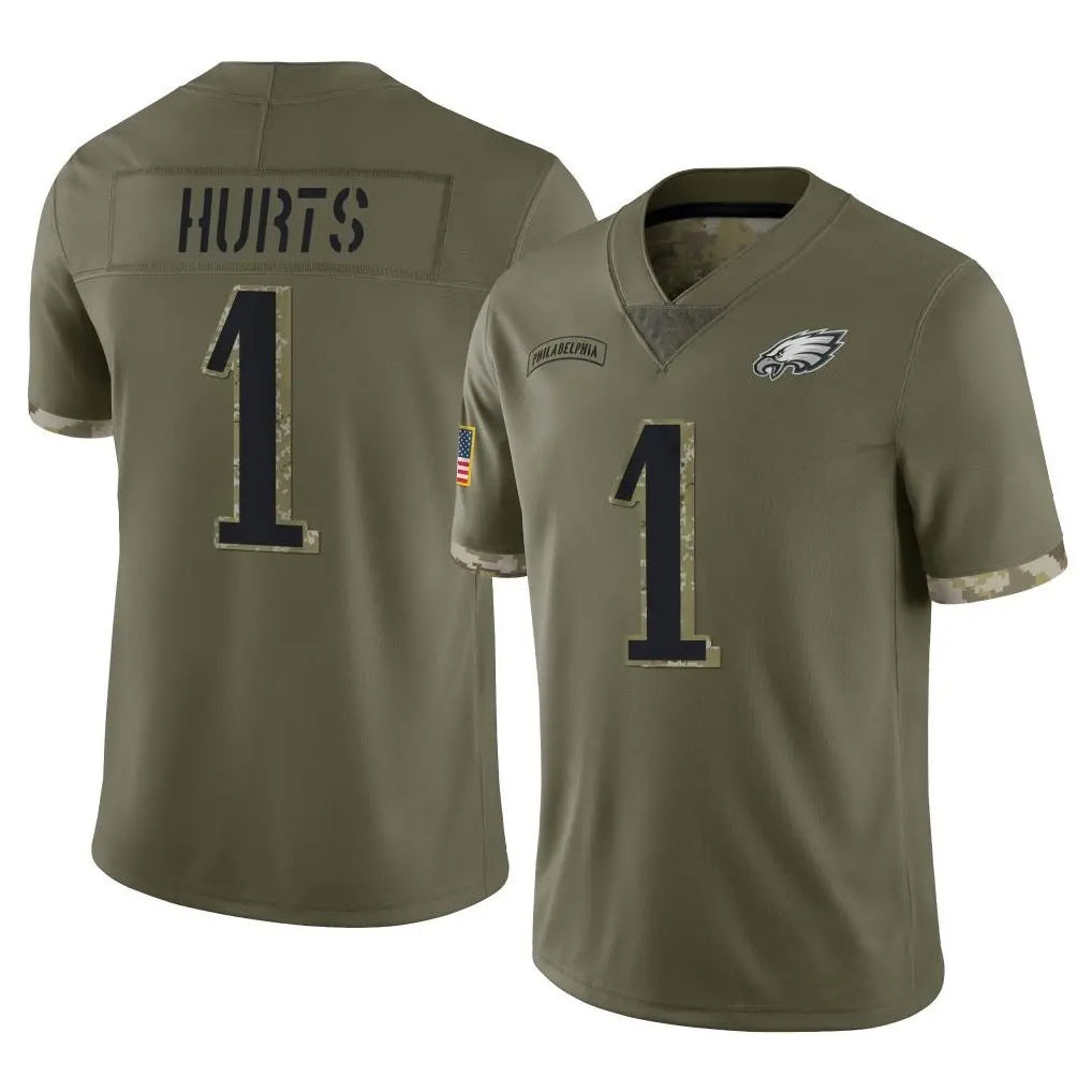 P.Eagles #1 Jalen Hurts Player Olive Salute To Service Limited Odoa Stitched Jerseys