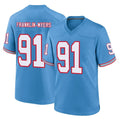T.Titans #91 John Franklin-MyersPlayer Light Blue Oilers Throwback Home Game Odoa Stitched Jerseys