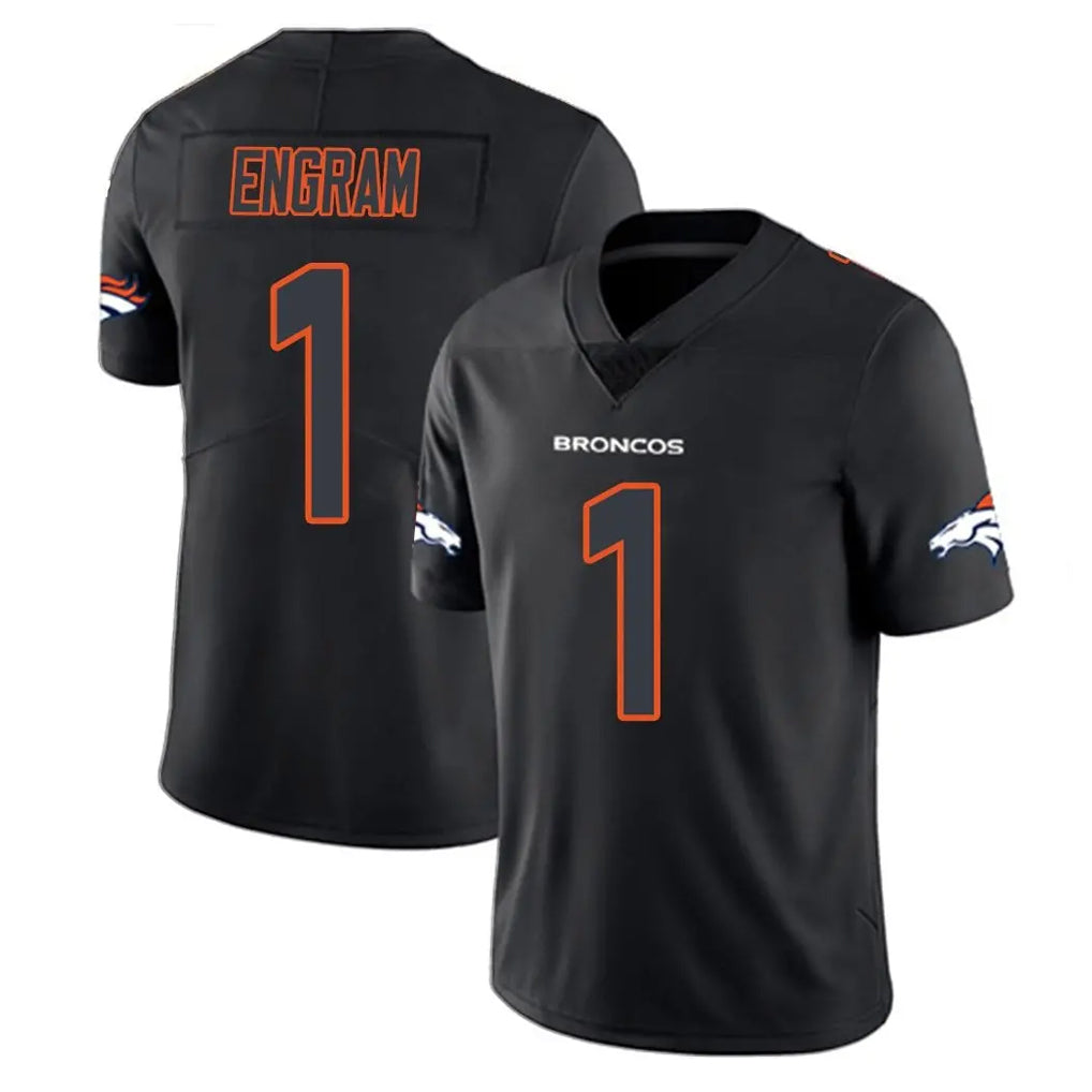 D.Broncos #1 Evan Engram Player Black Impact Limited Game Odoa Stitched Jerseys