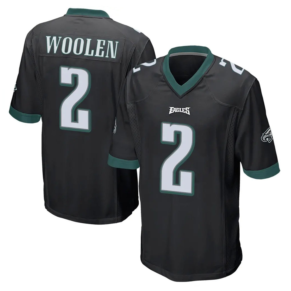 P.Eagles #2 Riq Woolen Player Black Home Game Odoa Stitched Jerseys