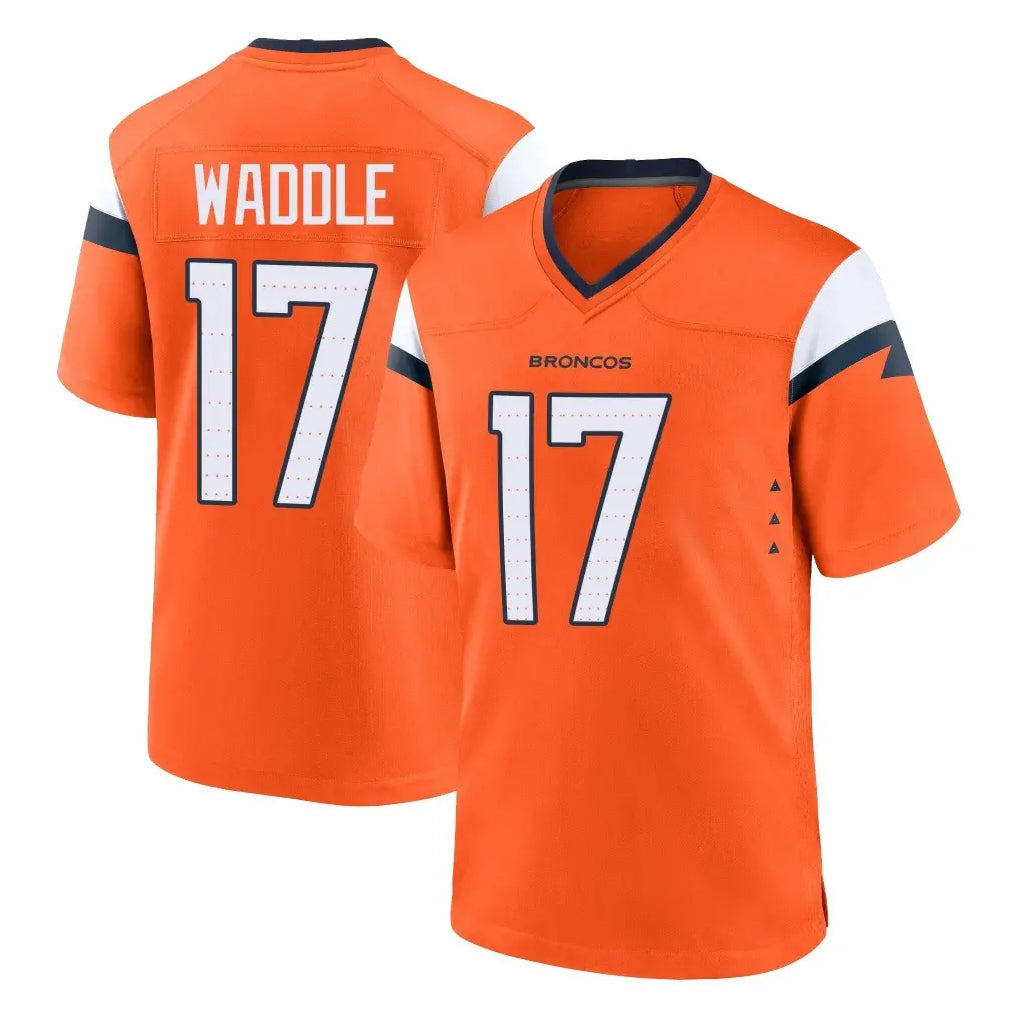 D.Broncos #17 Jaylen Waddle Player Orange Home Game Odoa Stitched Jerseys