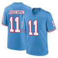 T.Titans #11 Jermaine Johnson II Player Light Blue Oilers Throwback Home Game Odoa Stitched Jerseys