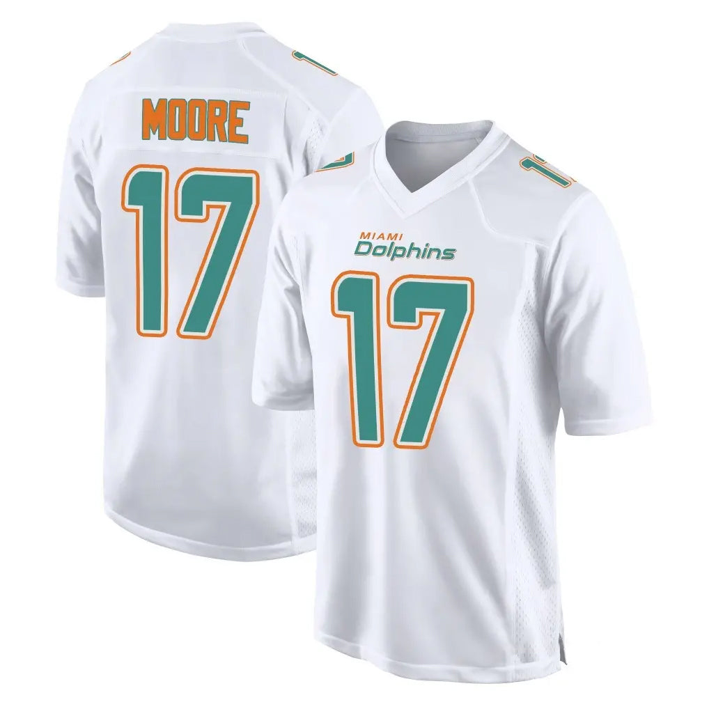 M.Dolphins #17 Trey Moore Player White Fashion Home Game Odoa Stitched Jerseys