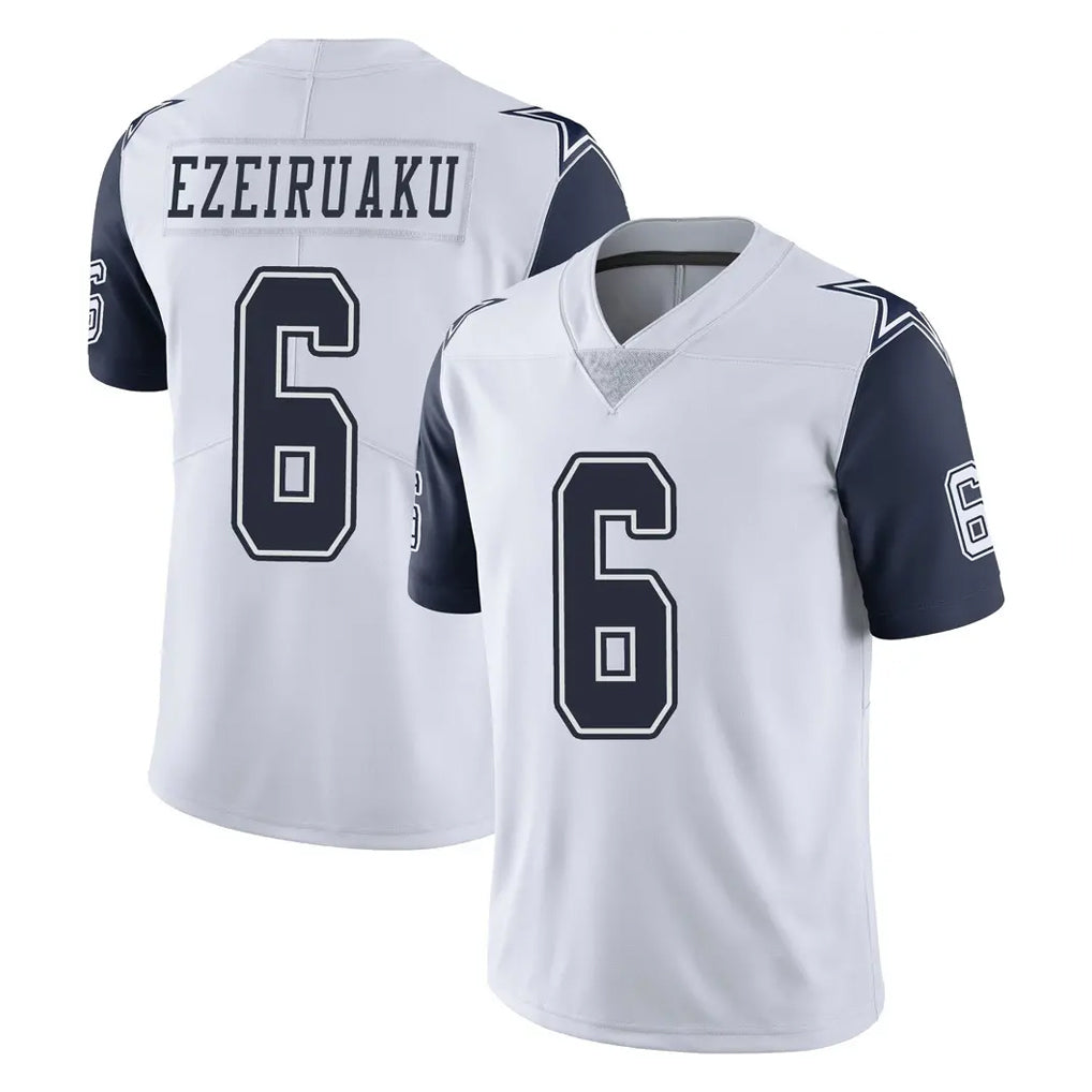 D.Cowboys #6 Donovan Ezeiruaku Player White-Navy Limited Color Rush Vapor Untouchable Home Game Odoa Stitched Jerseys