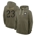 LA.Rams #23 Kyren Williams Player Olive Salute to Service Pullover Hoodies Limited Odoa Stitched Jerseys