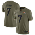 D.Broncos #7 John Elway Player Limited Salute To Service Olive Odoa Stitched Jerseys