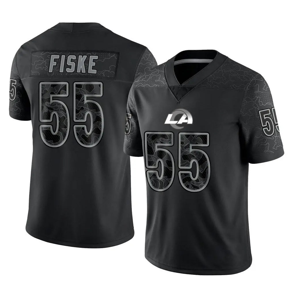 LA.Rams #55 Braden Fiske Player Black Limited Reflective Home Game Odoa Stitched Jerseys