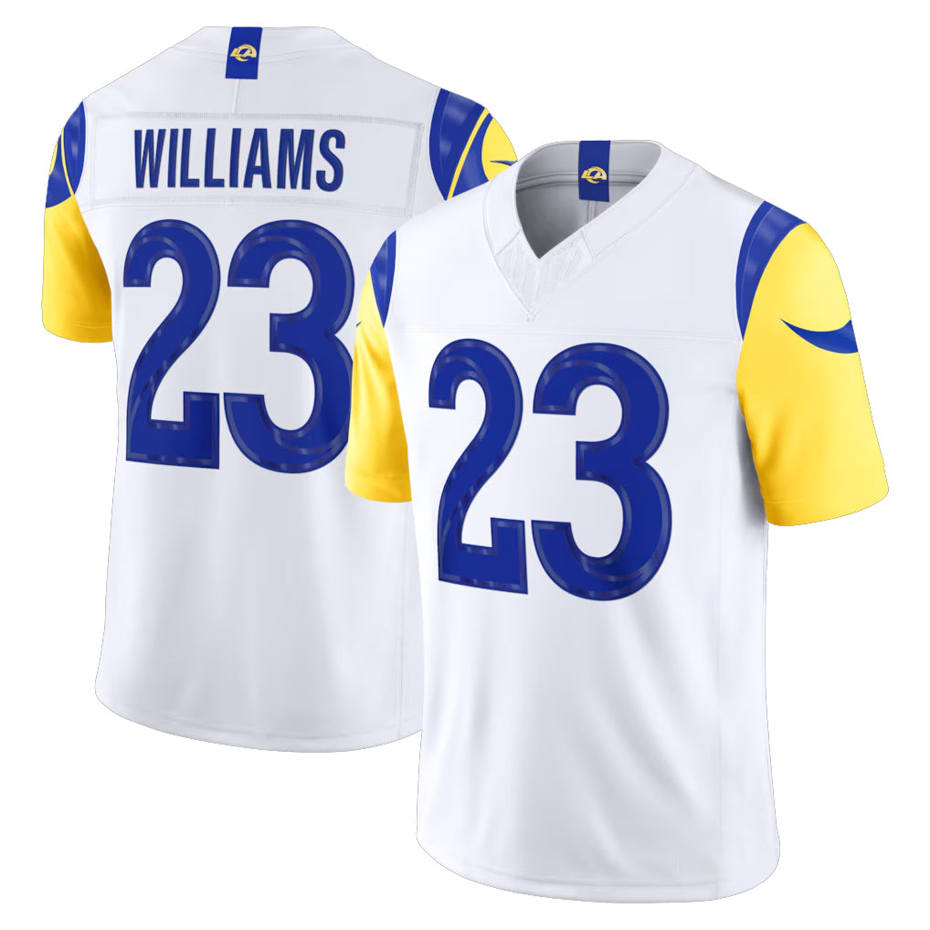 LA.Rams #23 Kyren Williams Player White Vapor F.U.S.E. Limited Home Game Odoa Stitched Jerseys