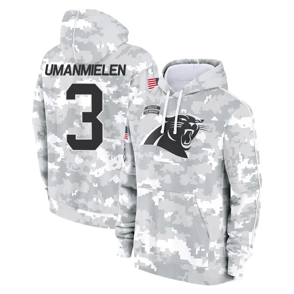 C.Panthers #3 Princely Umanmielen Player Arctic Camo Salute to Service Pullover Hoodies Limited Game Odoa Stitched Jerseys