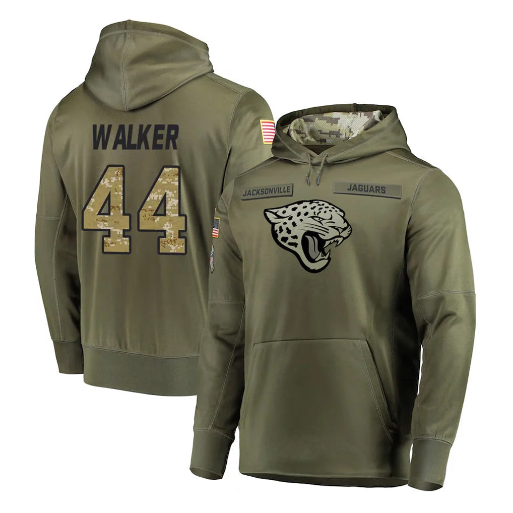 J.Jaguars #44 Travon Walker Player Olive Salute to Service Pullover Hoodies Home Game Odoa Stitched Jerseys