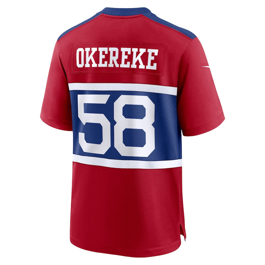 Odoa NY.Giants #58 Bobby Okereke Century Red Alternate Player Game Jersey
