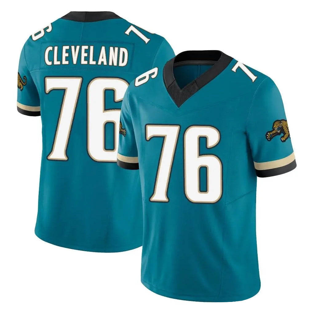 J.Jaguars #76 Ezra Cleveland Player Teal Prowler Throwback Vapor F.U.S.E. Limited Home Game Odoa Stitched Jerseys