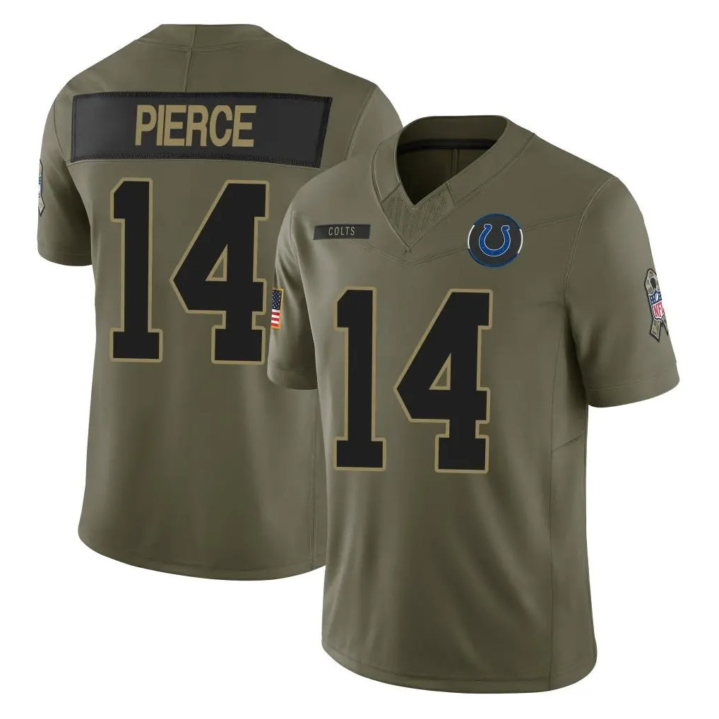 IN.Colts #14 Alec Pierce Player Olive 2025 Salute To Service Limited Game Odoa Stitched Jerseys