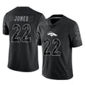 D.Broncos #22 Brandon Jones Player Black Reflective Limited Odoa Stitched Jerseys