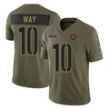 W.Commanders #10 Tress Way Player Olive 2025 Salute To Service Limited Home Game Odoa Stitched Jerseys