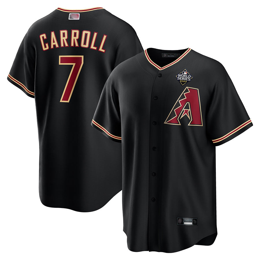 Odoa A.Diamondbacks #7 Corbin Carroll Player Black World Series Replica Personalized Stitched Jerseys
