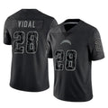 LA.Chargers #28 Kimani Vidal Player Black Limited Reflective Home Game Odoa Stitched Jerseys
