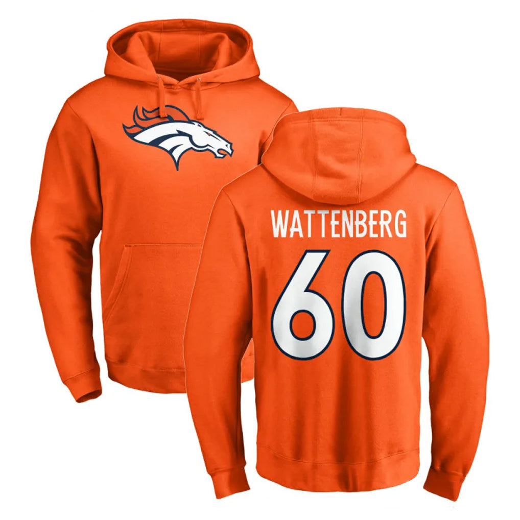 D.Broncos #60 Luke Wattenberg Player Orange Pullover Hoodie Limited Odoa Stitched Jerseys
