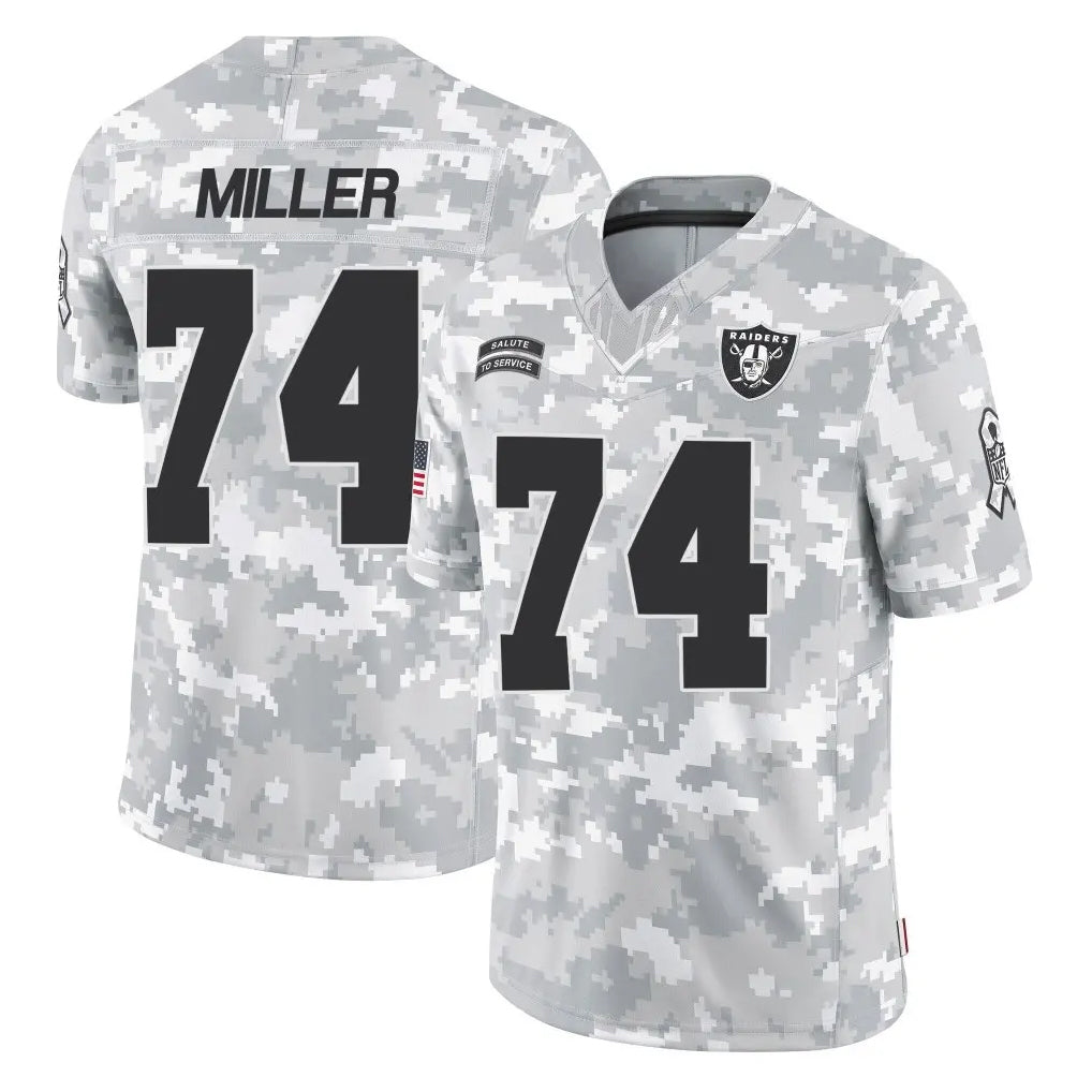 LV.Raiders #74 Kolton Miller Player Arctic Camo Salute To Service Limited Game Odoa Stitched Jerseys