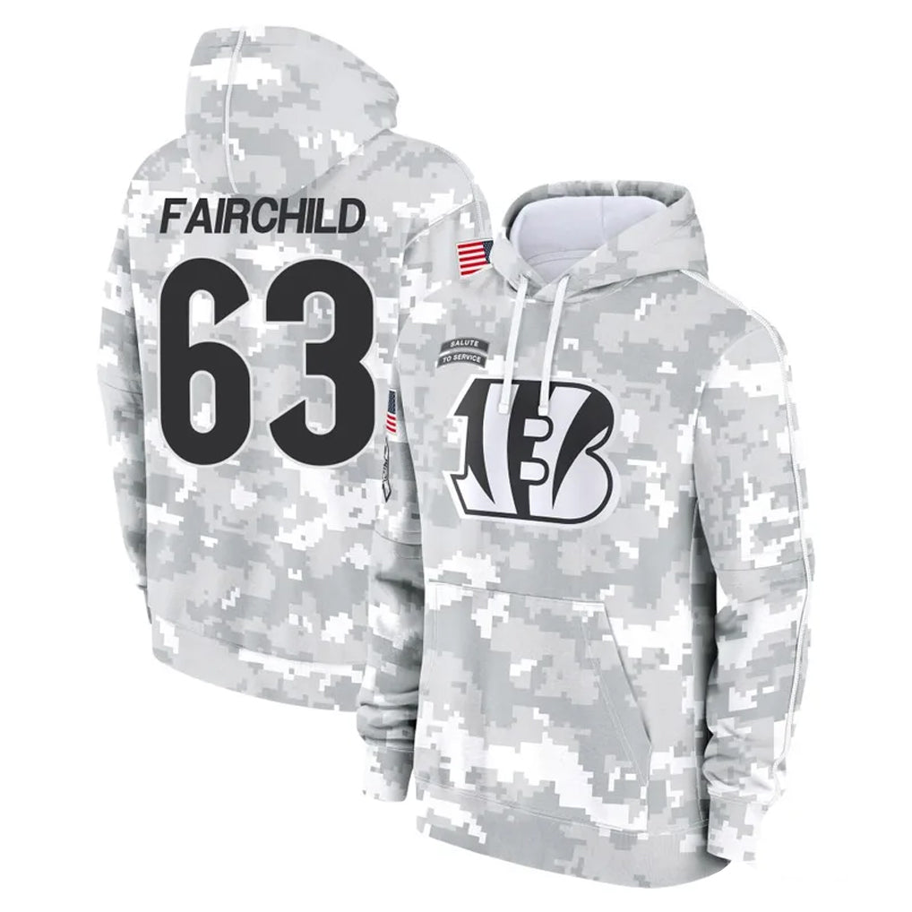 C.Bengals #63 Dylan Fairchild Player Arctic Camo Salute to Service Pullover Hoodie Limited Odoa Stitched Jerseys