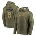 LA.Chargers #8 Omarion Hampton Player Olive Salute to Service Pullover Hoodies Home Game Odoa Stitched Jerseys