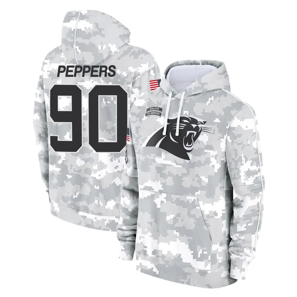 C.Panthers #90 Julius Peppers Player Arctic Camo Salute to Service Pullover Hoodies Limited Game Odoa Stitched Jerseys