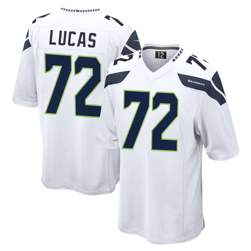 S.Seahawks #72 Abraham Lucas Player White Home Game Odoa Stitched Jerseys