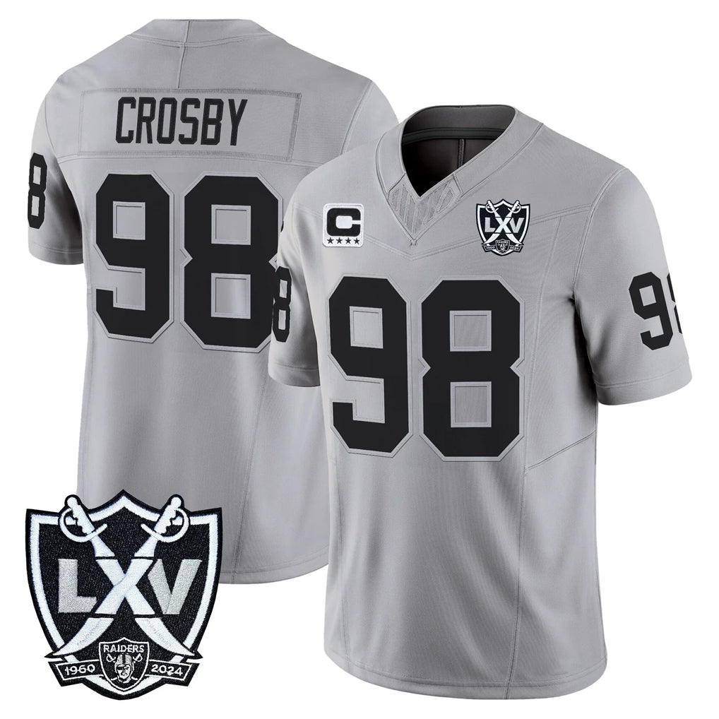 LV.Raiders #98 Maxx Crosby Player Gray 2026 Vapor Limited Home Game Odoa Stitched Jerseys