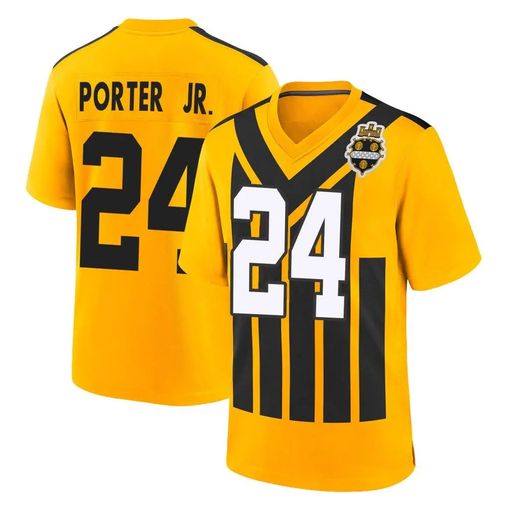 P.Steelers #24 Joey Porter Jr. Player Gold Limited 1933 Throwback Home Game Odoa Stitched Jerseys