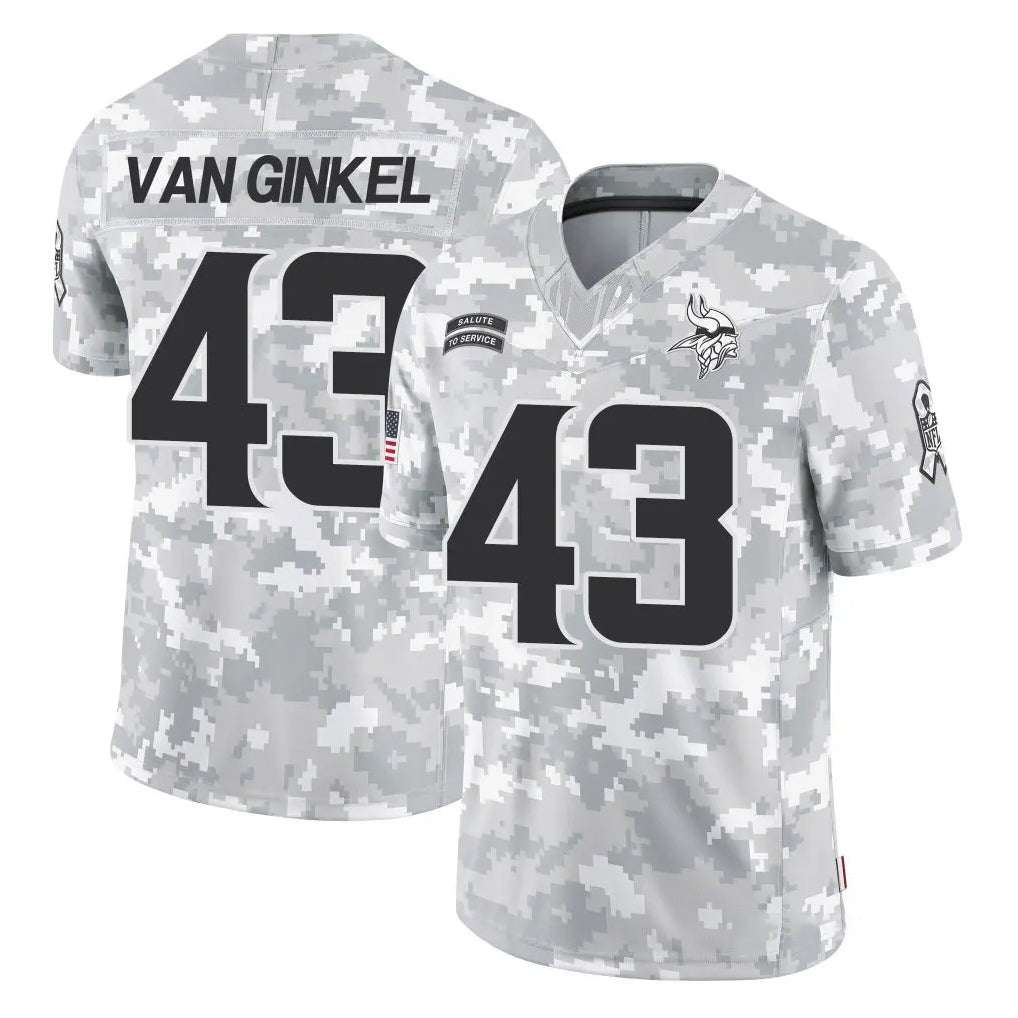 M.Vikings #43 Andrew Van Ginkel Player Arctic Camo Salute To Service Limited Game Odoa Stitched Jerseys