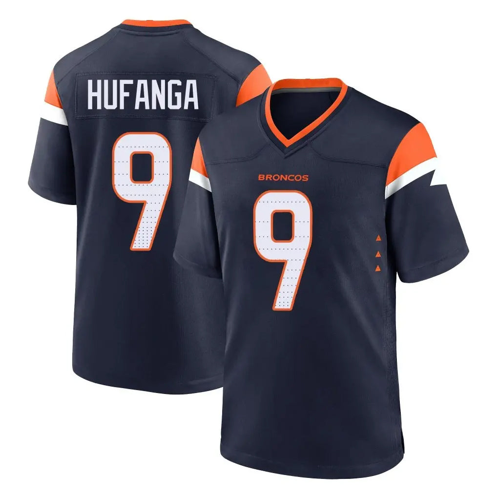 D.Broncos #9 Talanoa Hufanga Player Navy Home Game Odoa Stitched Jerseys