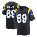 LA.Rams #69 Kevin Dotson Player Black Midnight Rivalries Collection Home Game Odoa Stitched Jerseys