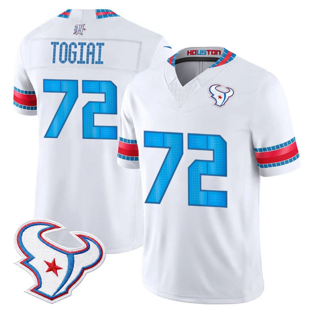 H.Texans #72 Tommy Togiai Player Whtie 2026 Rivalries Vapor Limited Home Game Odoa Stitched jerseys
