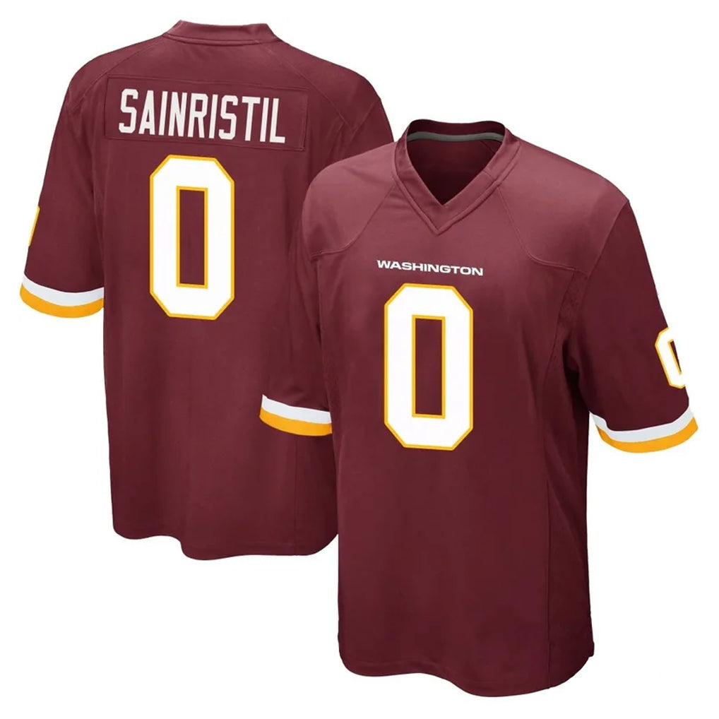 W.Commanders #0 Mike Sainristil Player Burgundy Team Color Home Game Odoa Stitched Jerseys