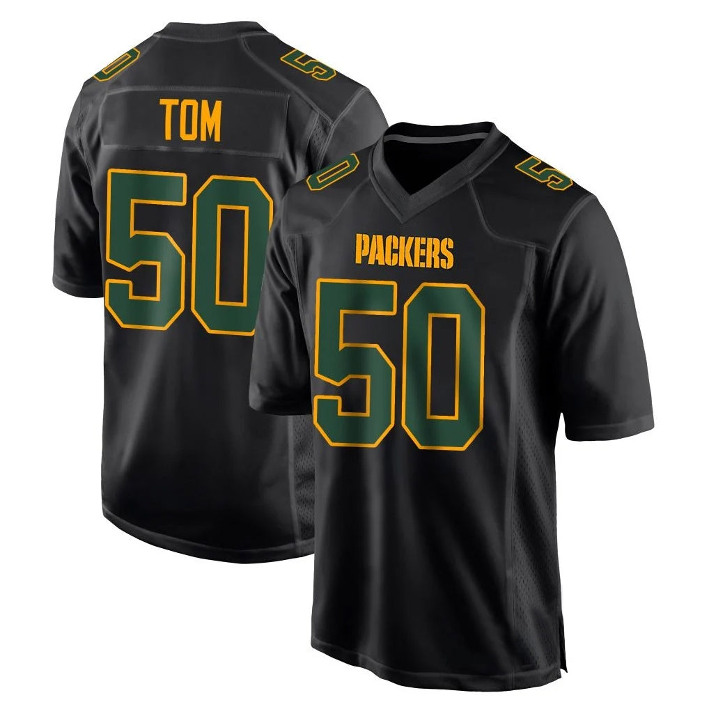 GB.Packers #50 Zach Tom Player Black Fashion Home Game Odoa Stitched Jerseys